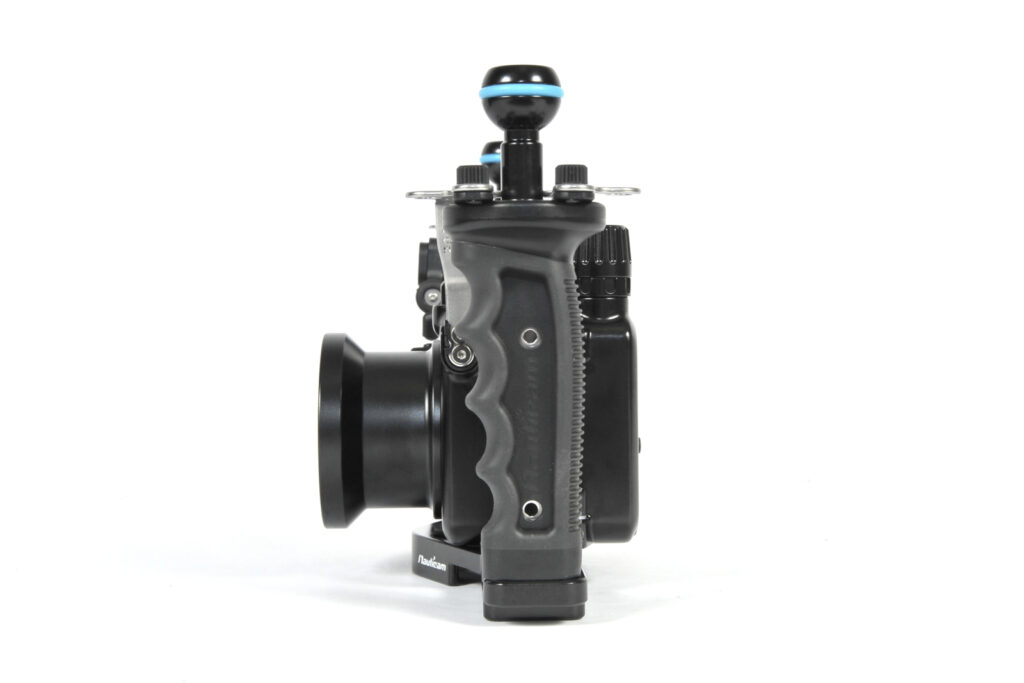 Nauticam RX100 MKV Pro Package with tray, handles, armballs, and vacuum valve for Sony RX100