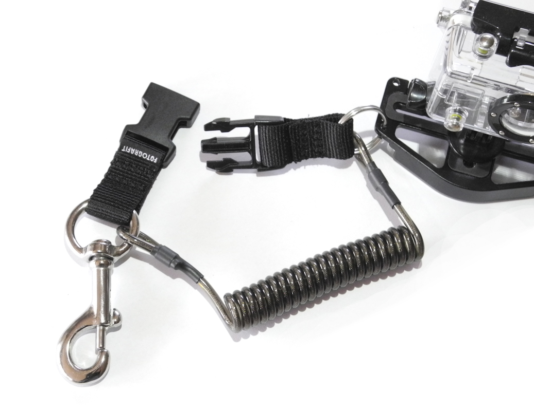Shockline attached to underwater camera housing
