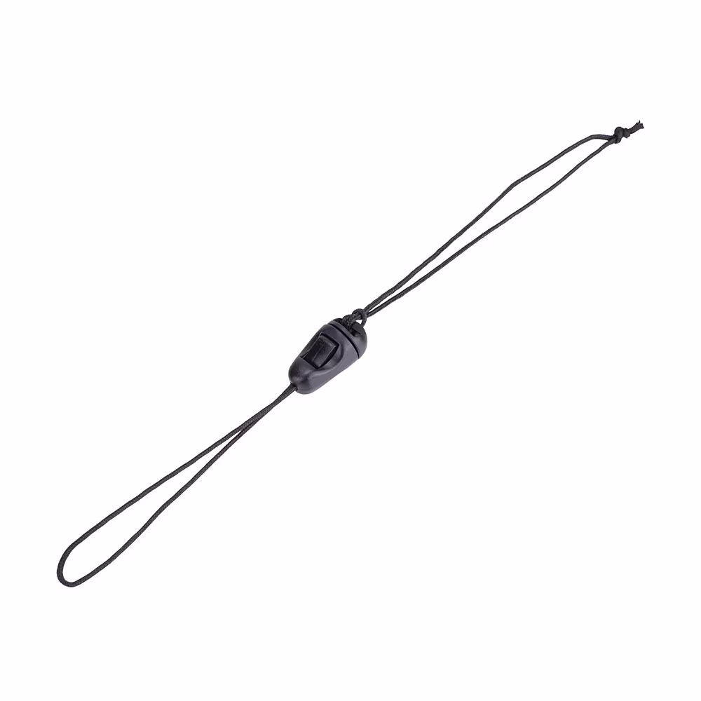 Safety string for securing underwater camera accessories