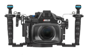 Nauticam NA-L10 underwater housing for Panasonic LUMIX L10 compact camera, front view
